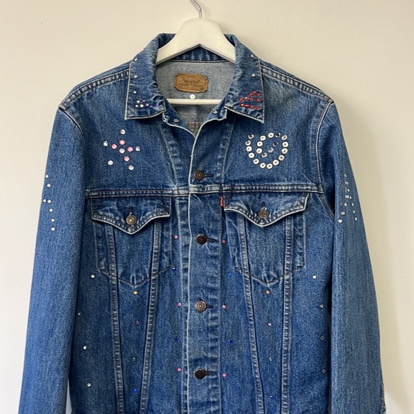 Levi’s Rhinestone Handmade Jean Jacket - Size 38 / L - Picture 1 of 11